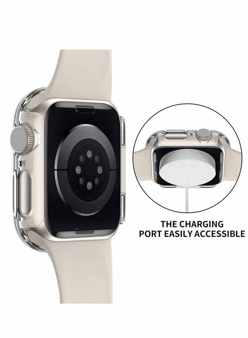 Hard PC Case Compatible with Apple Watch Series 7 45mm,Tempered Glass Screen Protector, Full Coverage, Touch Sensitive, Ultra-Thin HD Clear Bumper Protective Cover-Black/Clear/Blue - Image 4