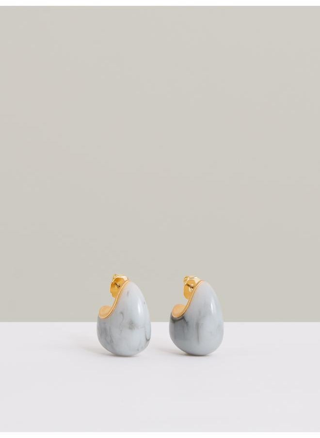 REISS Carlotta: Curve Marble Scoop Earrings  - Image 1