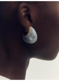 REISS Carlotta: Curve Marble Scoop Earrings  - Image 5