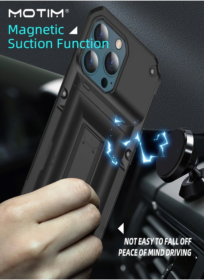 Motim Wallet Case for iPhone 14 Pro/iPhone 14 Pro Max Case with Card Holder, Heavy Duty Shockproof Phone Case with Kickstand/Hidden Card Slot  - Image 4