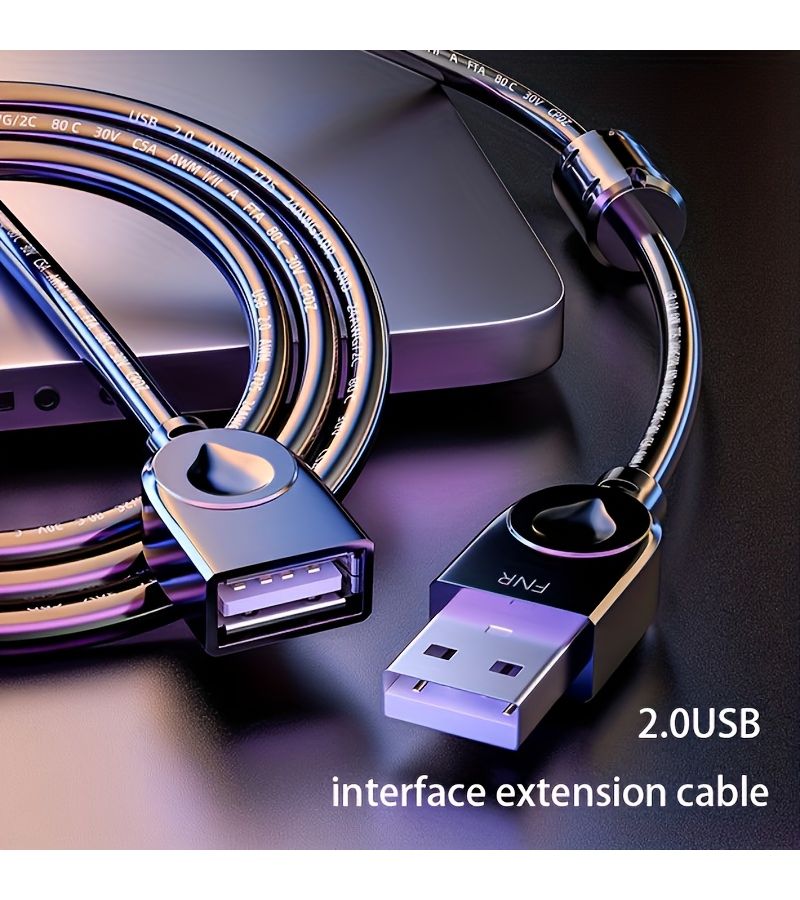 كابل تمديد USB 2.0 بطول 1 متر، ذكر إلى أنثى، سلك بيانات عالي السرعة - Image 1