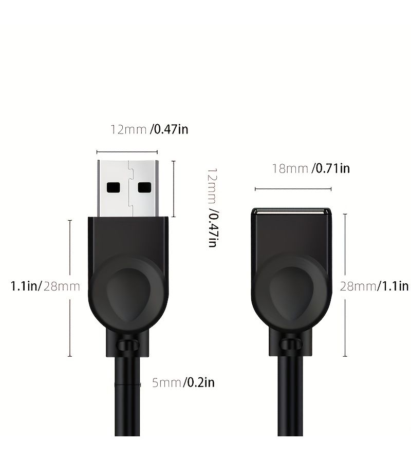 كابل تمديد USB 2.0 بطول 1 متر، ذكر إلى أنثى، سلك بيانات عالي السرعة - Image 4