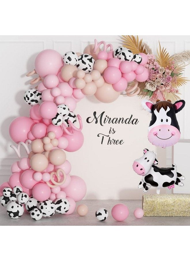 duile - Cow Balloons Garland Arch Kit With Pink Doublelayer Nude Cow Print Balloon Animal Balloon Farm Cow Birthday Party Baby Shower Birthday Party Decorations - Image 1