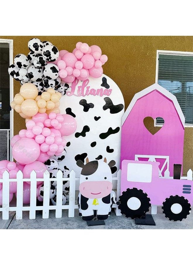 duile - Cow Balloons Garland Arch Kit With Pink Doublelayer Nude Cow Print Balloon Animal Balloon Farm Cow Birthday Party Baby Shower Birthday Party Decorations - Image 1