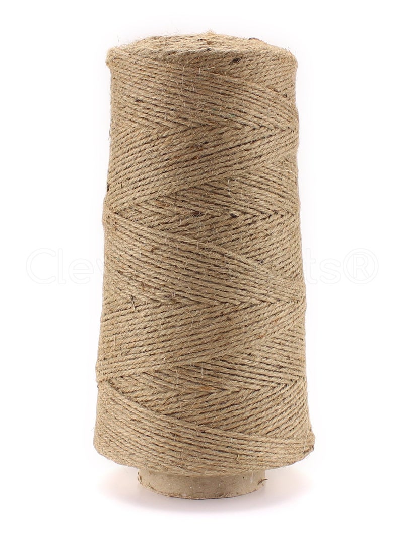 CleverDelights 1000 Foot Jute Twine - 3 Ply - Heavy Duty - Jute String Rope Roll - 1000' - Image 1