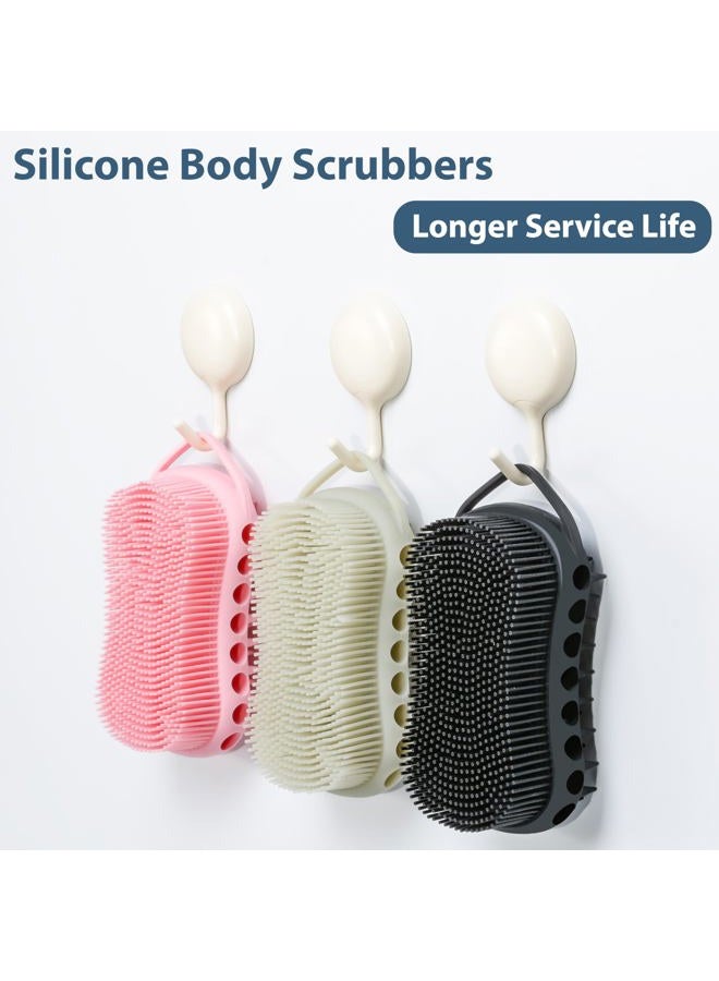 MtBoi Double-Sided Exfoliating Silicone Body Scrubber, 2-in-1 Bath Scrubber, Shampoo Brush, Silicone Loofah for All Skin Types, Shower Body Scrubber, Easy to Clean, Lather Well (Black) - Image 2