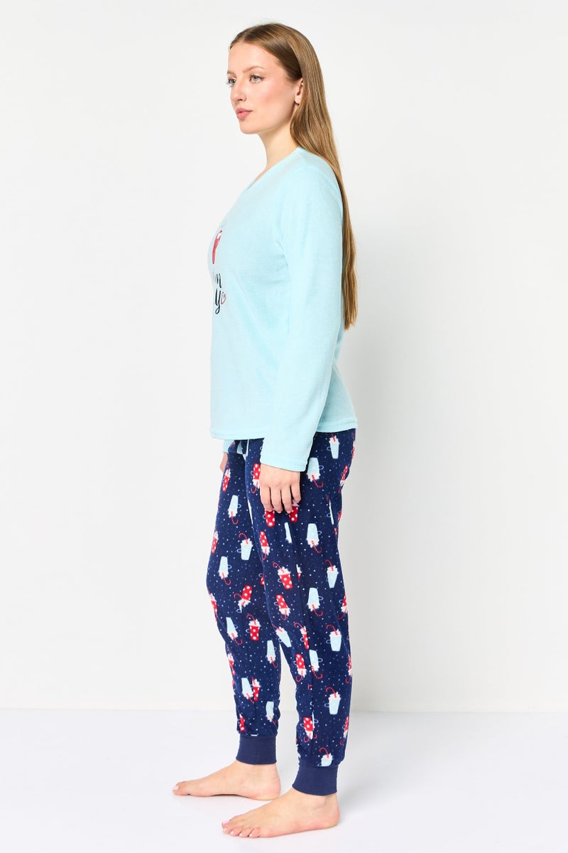 PJ Couture Women 2 Pieces Allover Print Top And Bottom Pajama Set, Multicolor - Image 3