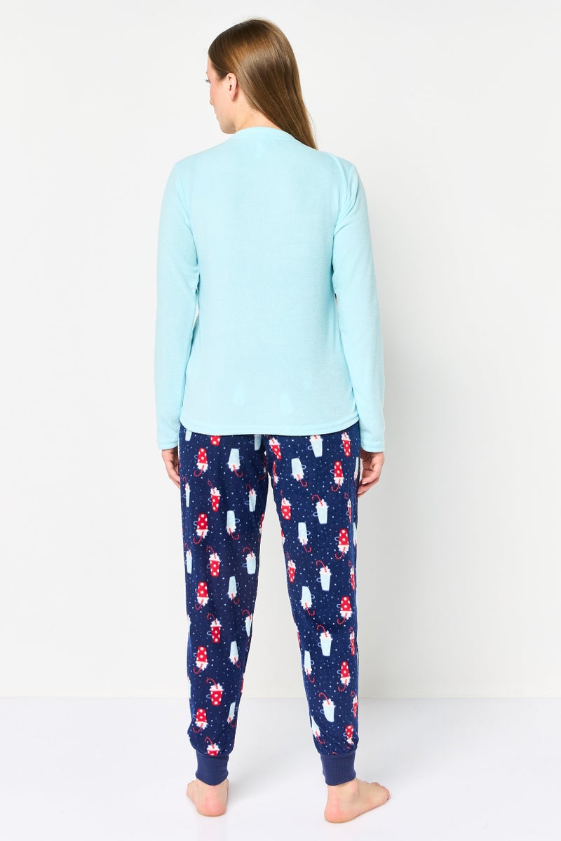 PJ Couture Women 2 Pieces Allover Print Top And Bottom Pajama Set, Multicolor - Image 4