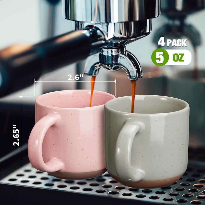 Gencywe Morandi Color Ceramic Mini Espresso Cups Set of 6, 5 oz Expresso Mugs with Handle, Porcelain Coffee Mugs Demitasse Cups, Modern Style Cups, Microwave Dishwasher Safe Suit for Espresso Machine - Image 2
