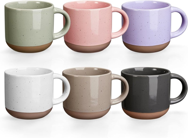 Gencywe Morandi Color Ceramic Mini Espresso Cups Set of 6, 5 oz Expresso Mugs with Handle, Porcelain Coffee Mugs Demitasse Cups, Modern Style Cups, Microwave Dishwasher Safe Suit for Espresso Machine - Image 1