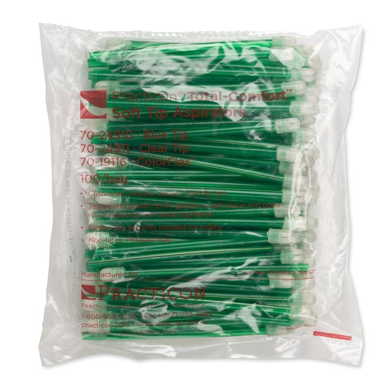 Practicon 7019116 GRE Total Comfort Colorflex Disposable Saliva Ejector, Green, Pack of 100 - Image 5