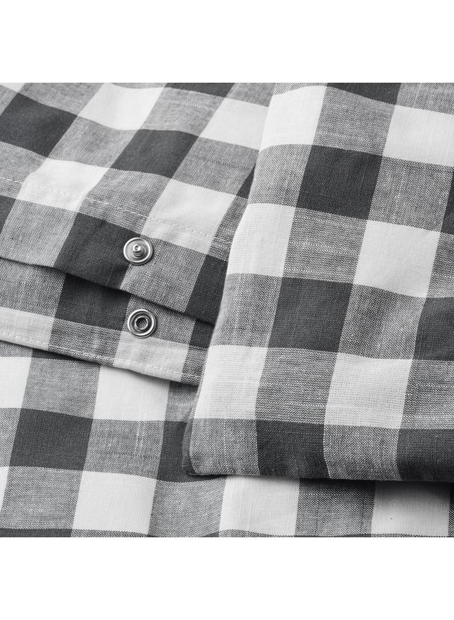 erorex Duvet cover and pillowcase, anthracite white/check, 150x200/50x80 cm - Image 4