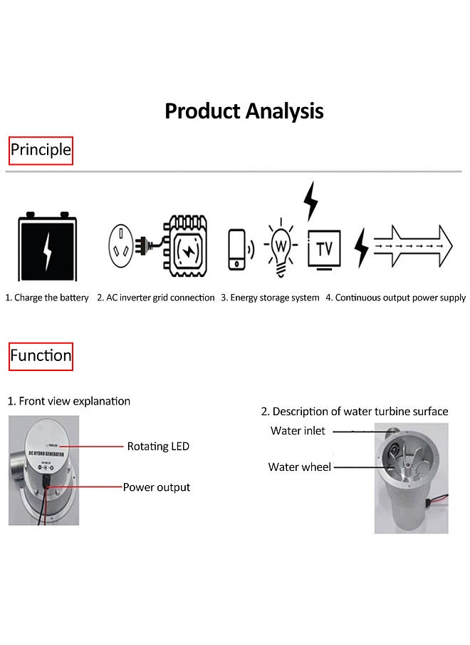 Generic - DC18V 2A  36W Small Hydroelectric Generator Water Turbine Generator Brushless DC AC Hydraulic Pump Generator High Power Generator Can Used - Image 1