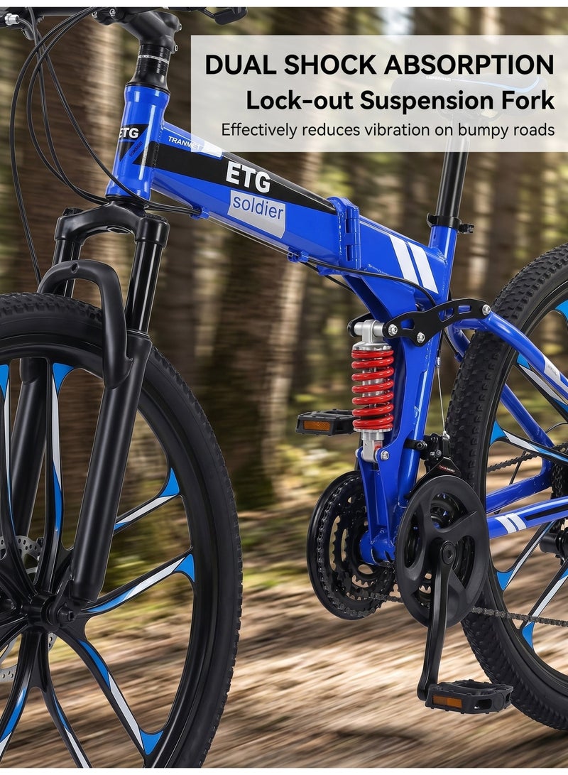 ETG 26-Inch 21-Speed Foldable Mountain Bike – High Carbon Steel Frame, 10-Blade Wheel - Image 4