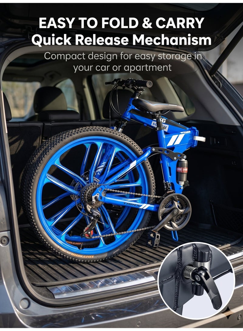 ETG 26-Inch 21-Speed Foldable Mountain Bike – High Carbon Steel Frame, 10-Blade Wheel - Image 2