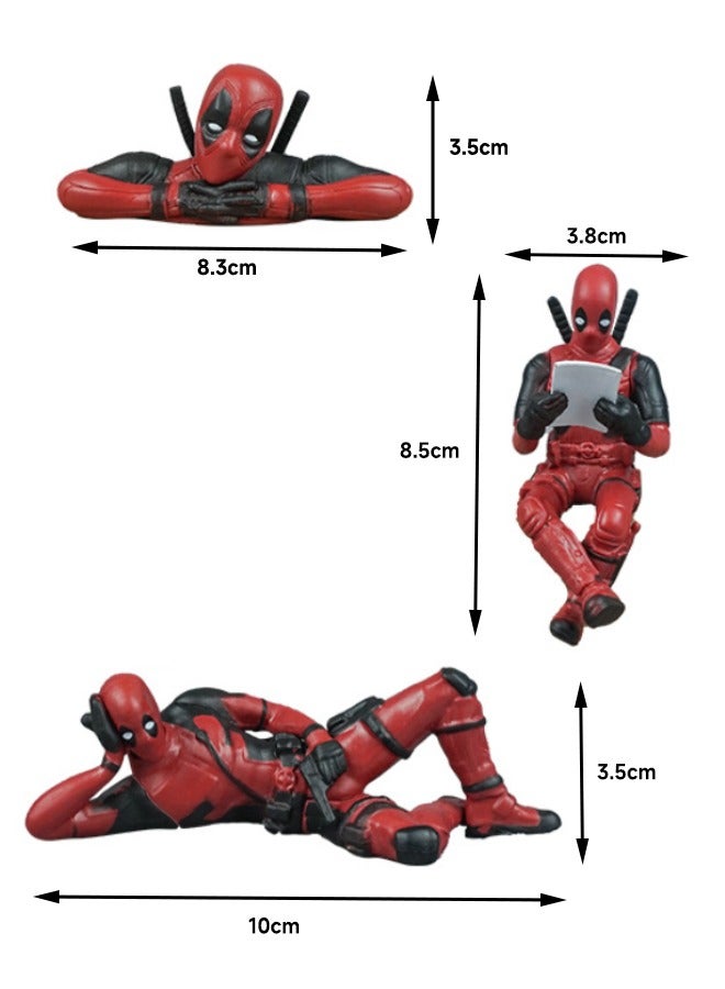 3-Piece Marvel Deadpool Figure Toy Set, Deadpool Model Figure Statue, PVC Character Model Toys, Toy for Desktop/Car Decorations/Collectibles, Gifts for Fans - Image 2