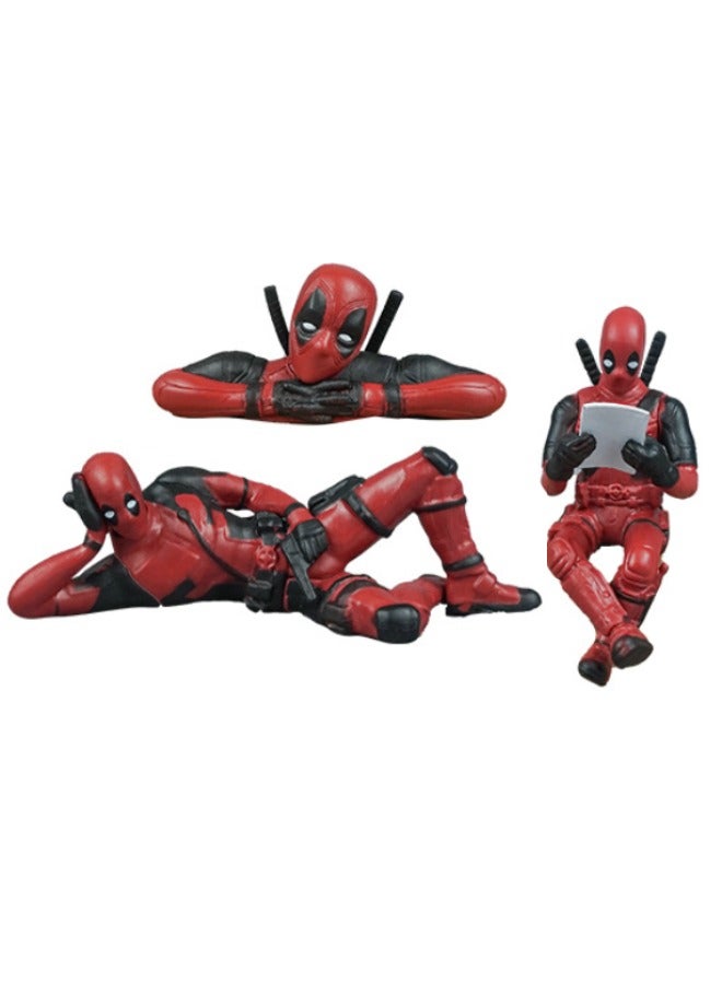 3-Piece Marvel Deadpool Figure Toy Set, Deadpool Model Figure Statue, PVC Character Model Toys, Toy for Desktop/Car Decorations/Collectibles, Gifts for Fans - Image 1
