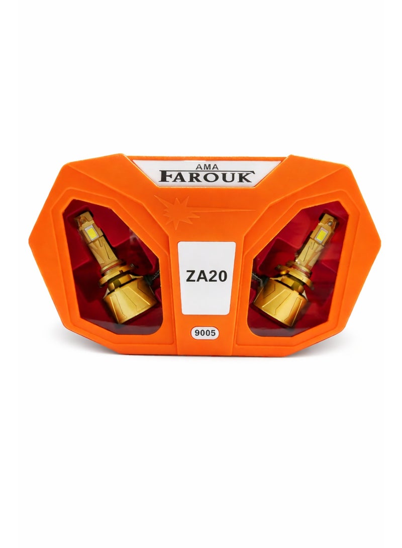 Farouk طقم مصابيح أمامية للسيارة بتقنية LED طراز ZA20 9005 مع سطوع عالٍ