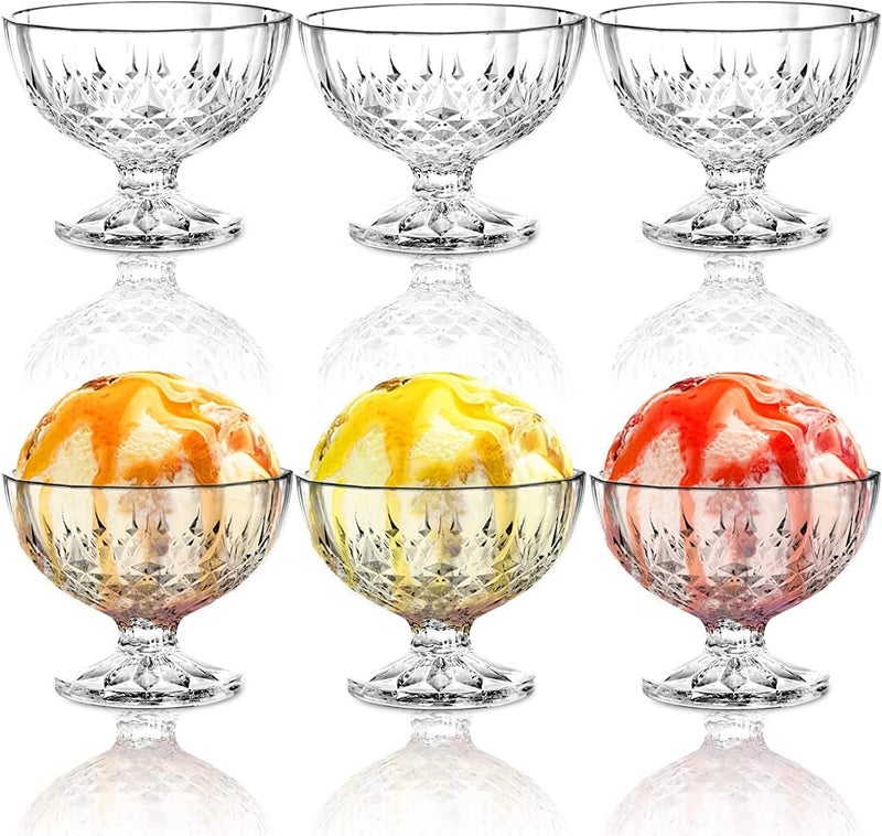WQR Ice Cream Glasses Cups Dishes for DessertsFruit Sundae Jellies and Pudding Glass 190 ml Serving Bowls Perfect for Home Restaurants and Parties Dishwasher SafeSet of 6 o ice Bowl 6 - Image 4