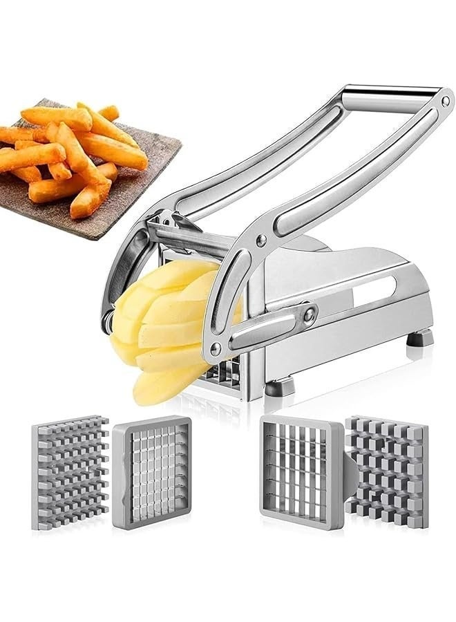 PROMASS French Fry Cutter Stainless Steel – Professional Potato Slicer with 2 Interchangeable Blades, Heavy-Duty Vegetable Chopper for Potatoes, Carrots, Cucumbers & More - Image 1