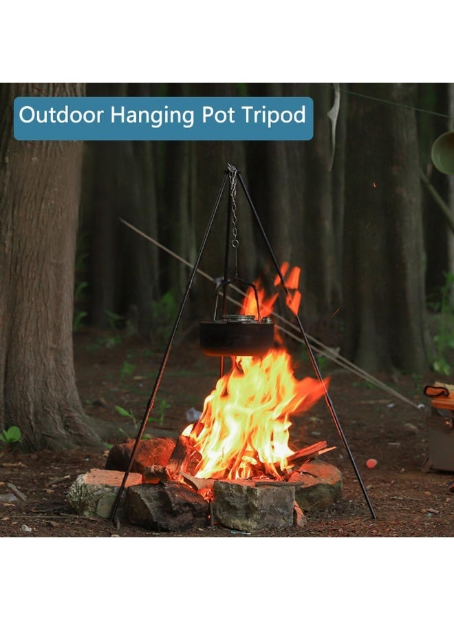 بلو فاير حامل شواء ومطبخ خارجي قابل للتعديل 31.5" من الألمنيوم – حامل ثلاثي القوائم محمول للطبخ على النار في الهواء الطلق، للشواء، التخييم، النزهات وتعليق الفوانيس – قابل لتعديل الارتفاع، خفيف الوزن وقابل للطي، يتحمل حتى 15 كجم (أسود) - Image 5