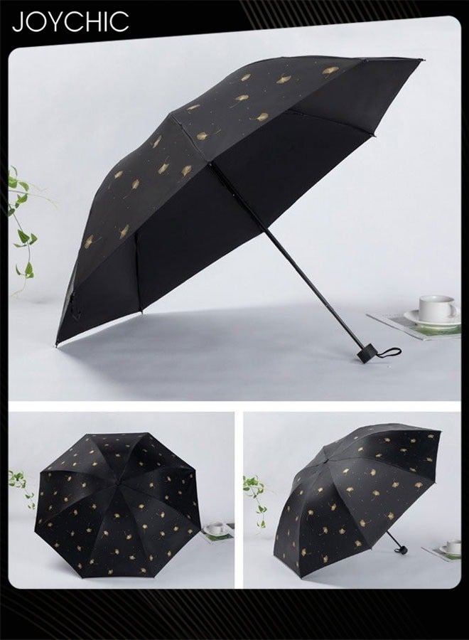 Joychic مظلة قابلة للطي مضادة للرياح ومضادة للأشعة فوق البنفسجية 8Ribs مظلة قوية محمولة للأمطار والشمس سوداء - Image 1