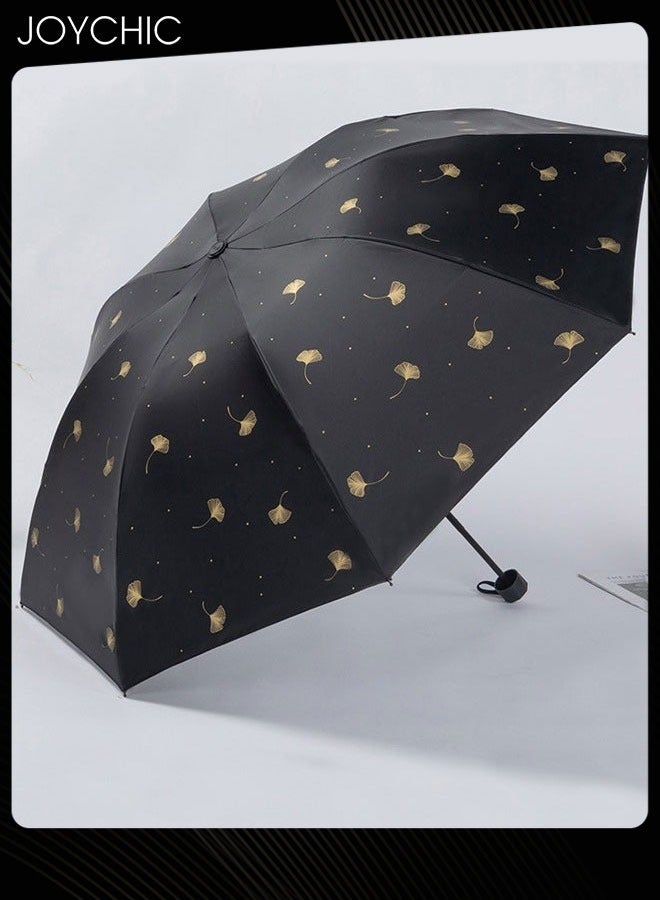 Joychic مظلة قابلة للطي مضادة للرياح ومضادة للأشعة فوق البنفسجية 8Ribs مظلة قوية محمولة للأمطار والشمس سوداء - Image 2