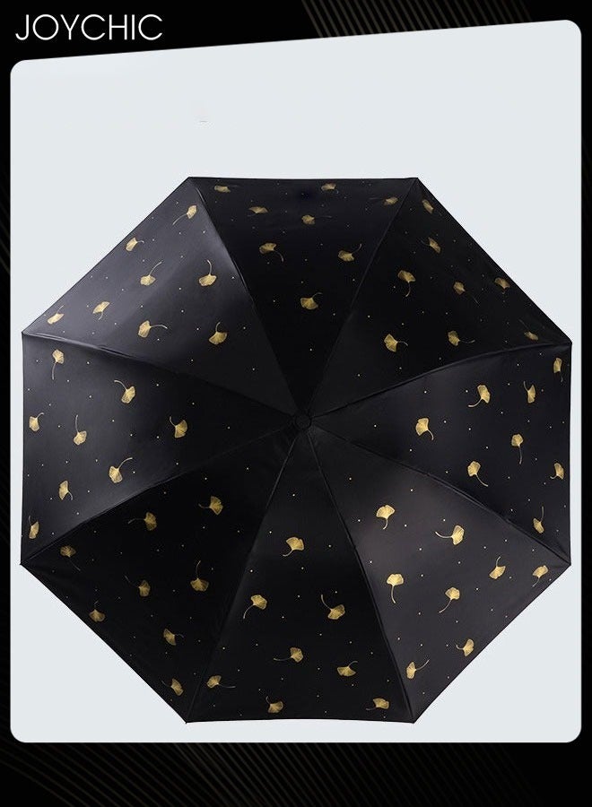 Joychic مظلة قابلة للطي مضادة للرياح ومضادة للأشعة فوق البنفسجية 8Ribs مظلة قوية محمولة للأمطار والشمس سوداء - Image 3