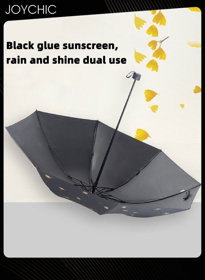Joychic مظلة قابلة للطي مضادة للرياح ومضادة للأشعة فوق البنفسجية 8Ribs مظلة قوية محمولة للأمطار والشمس سوداء - Image 4