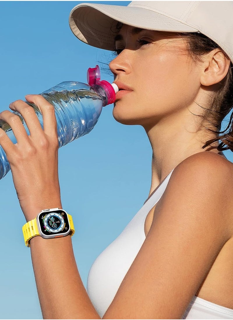 Color Fans - Apple Watch Ocean Band 41mm 40mm 38mm for Men Women, Soft Silicone Sport Band Replacement Strap for Apple Watch Ultra iWatch Series 8 7 SE 6 5 4 3 2 1 Neon Yellow - Image 1
