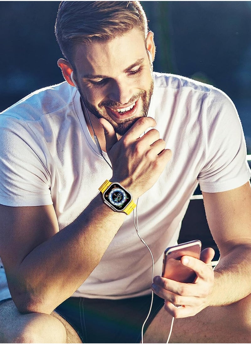 Color Fans - Apple Watch Ocean Band 41mm 40mm 38mm for Men Women, Soft Silicone Sport Band Replacement Strap for Apple Watch Ultra iWatch Series 8 7 SE 6 5 4 3 2 1 Neon Yellow - Image 1