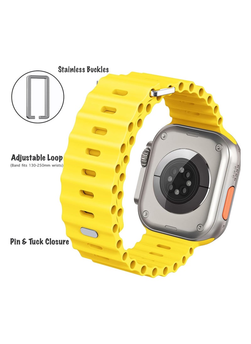 Color Fans - Apple Watch Ocean Band 41mm 40mm 38mm for Men Women, Soft Silicone Sport Band Replacement Strap for Apple Watch Ultra iWatch Series 8 7 SE 6 5 4 3 2 1 Neon Yellow - Image 1