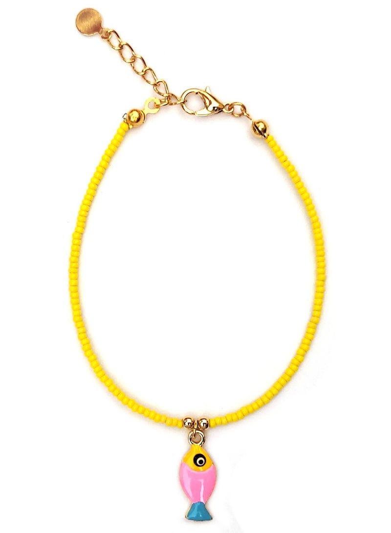 Alwan خلخال مطلي بالذهب مع سمكة معلقة للبنات - Image 2