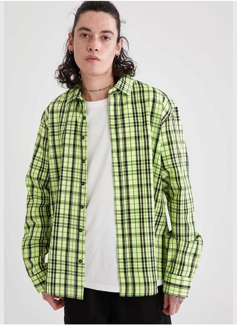 DeFacto Regular Fit Plaid Long Sleeve Shirt