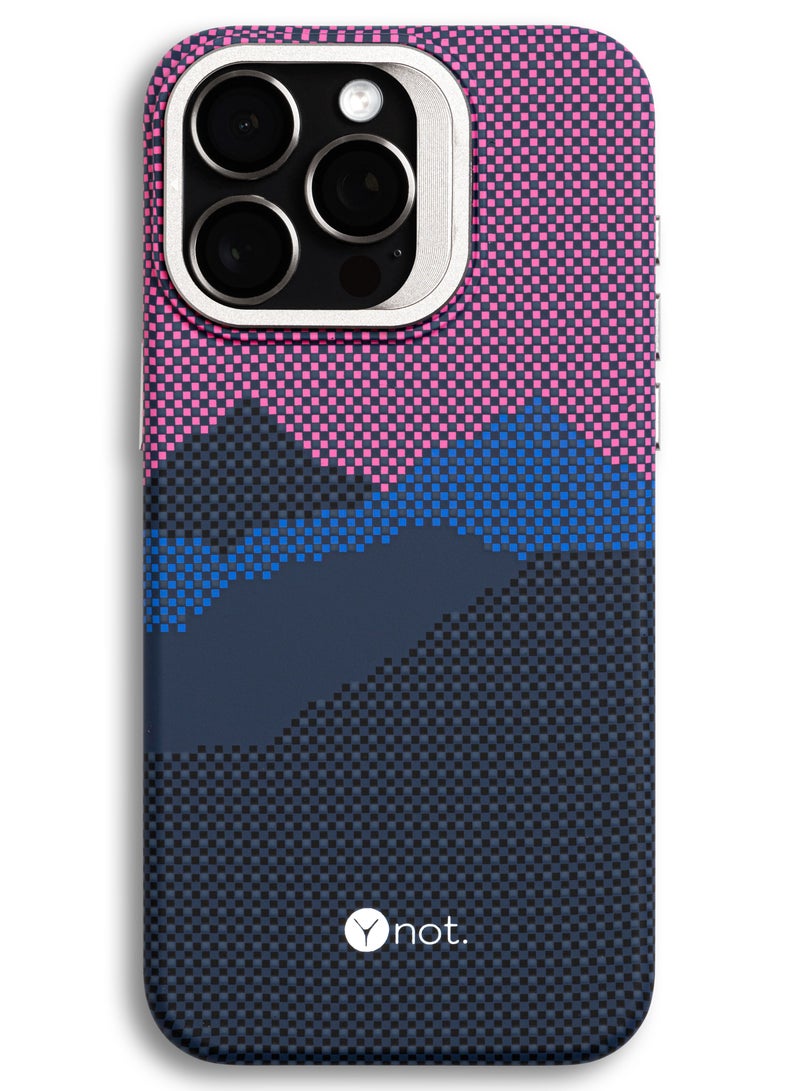 YNOT MagSafe carbon fiber protection case with camera stand for iPhone 16 Pro - Purple sunset - Image 1