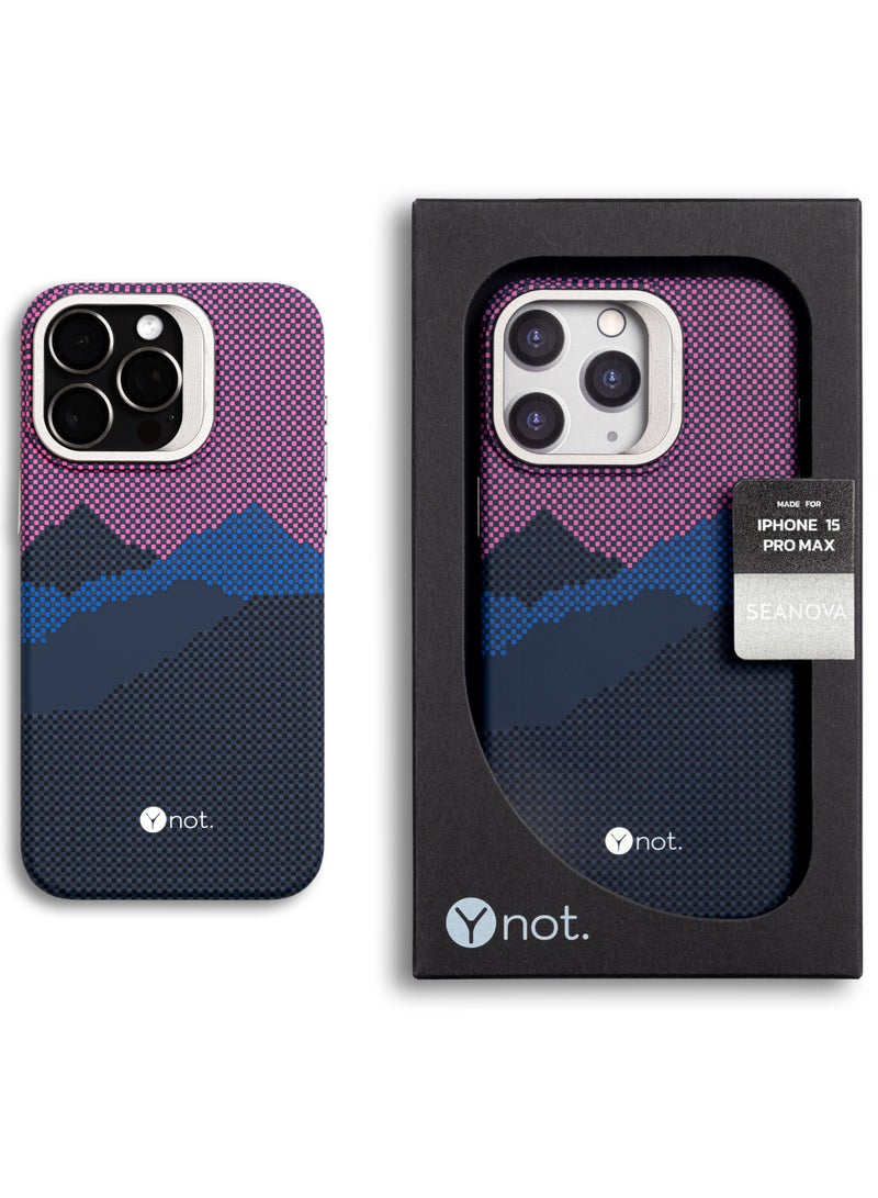 YNOT MagSafe carbon fiber protection case with camera stand for iPhone 16 Pro - Purple sunset - Image 2