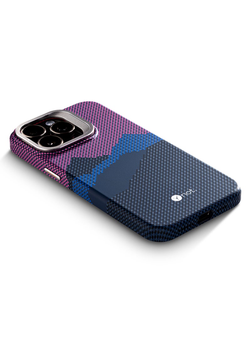 YNOT MagSafe carbon fiber protection case with camera stand for iPhone 16 Pro - Purple sunset - Image 4