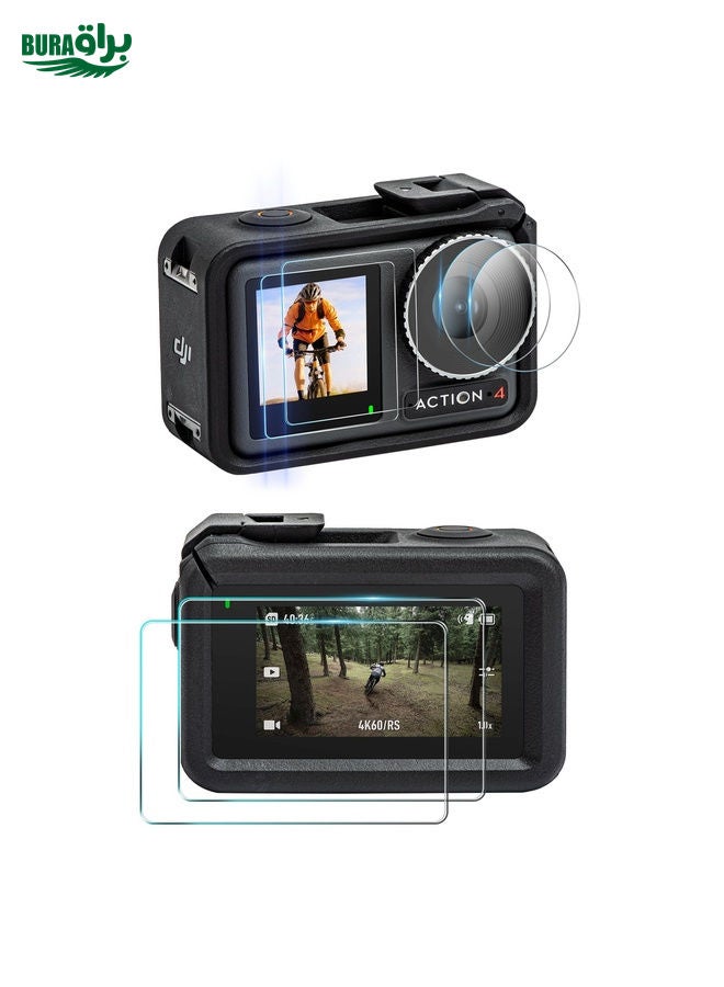 BURAQ For DJI Osmo Action 4 STARTRC 3 in 1 Lens Protector Front and Rear Screen Tempered Glass Films(2 Sets)  - Image 1