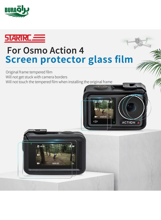 BURAQ For DJI Osmo Action 4 STARTRC 3 in 1 Lens Protector Front and Rear Screen Tempered Glass Films(2 Sets)  - Image 3