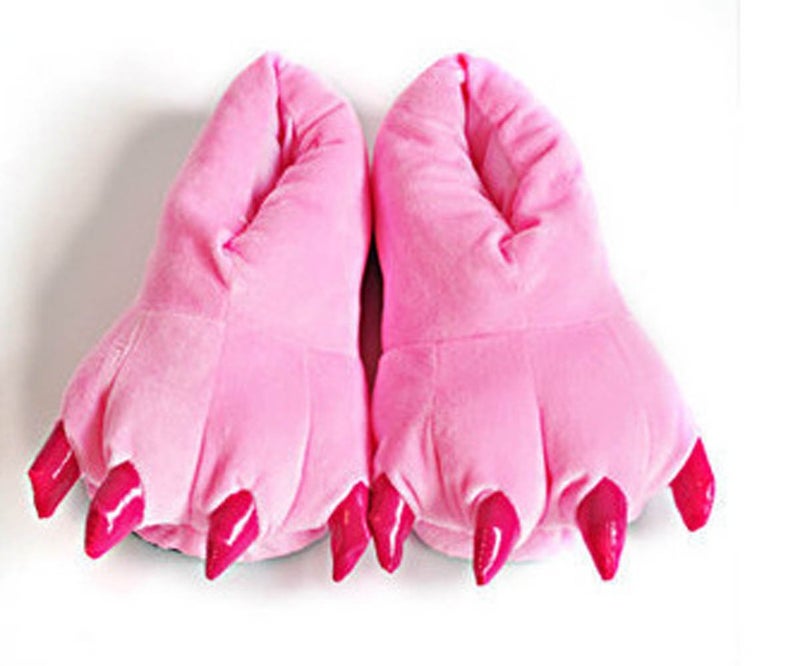 AISHNE Adult Cute Plush Animal Paw Slippers Fuzzy Warm House Shoes Pink M - Image 3