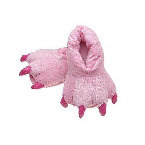 AISHNE Adult Cute Plush Animal Paw Slippers Fuzzy Warm House Shoes Pink M - Image 1