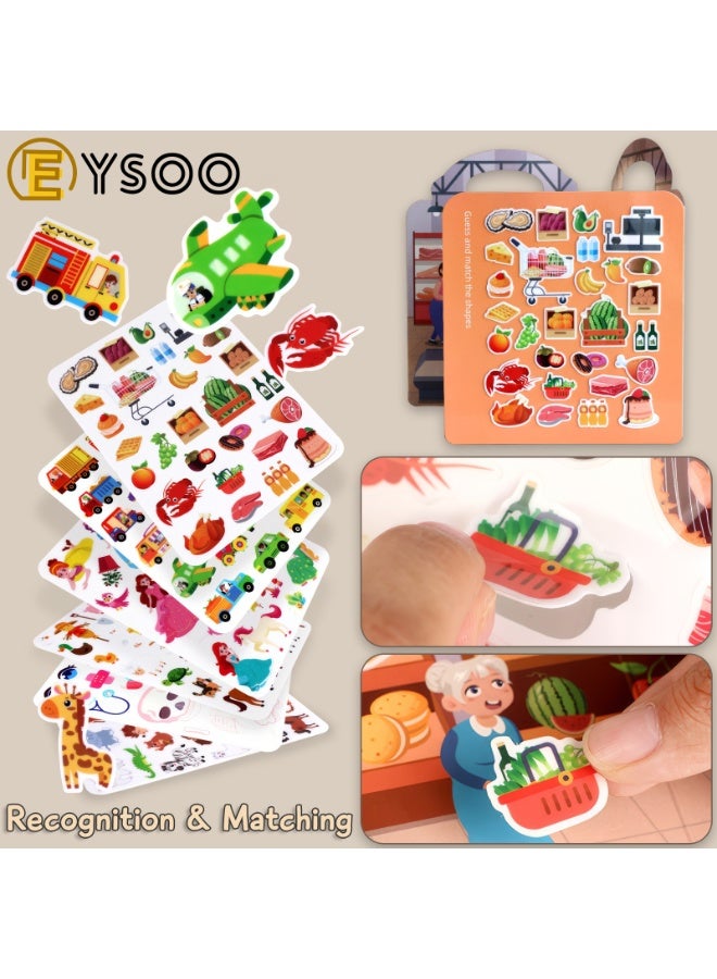 EYSOO Sticker Books 5 Pack Busy Books Kids Reusable Stickers Travel Toy for Kids 3-5 - Image 5