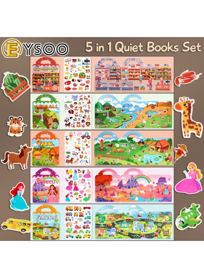 EYSOO Sticker Books 5 Pack Busy Books Kids Reusable Stickers Travel Toy for Kids 3-5 - Image 2