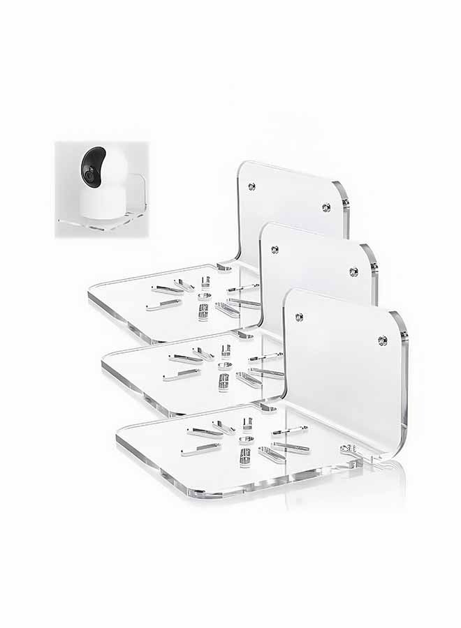 fantasize Clear Acrylic Wall Shelf 3 Pack for Smart Security Cameras, Baby & Pet Monitors, Small Floating Shelf for Plants, Speaker, Dog Camera, with Cable Clips  - Image 1