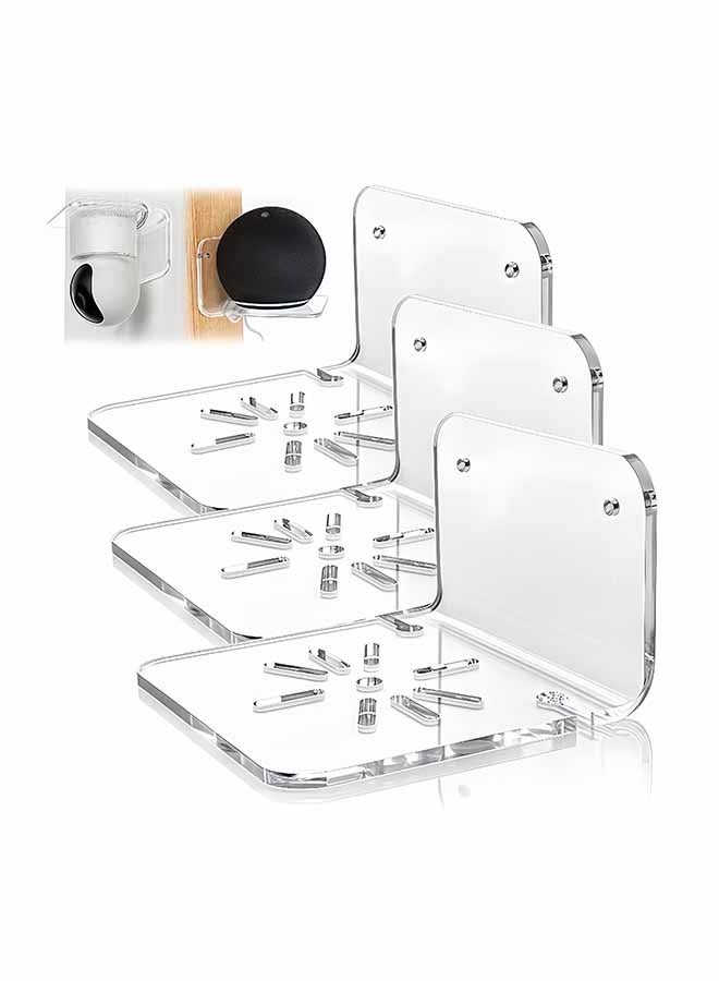fantasize Clear Acrylic Wall Shelf 3 Pack for Smart Security Cameras, Baby & Pet Monitors, Small Floating Shelf for Plants, Speaker, Dog Camera, with Cable Clips  - Image 2
