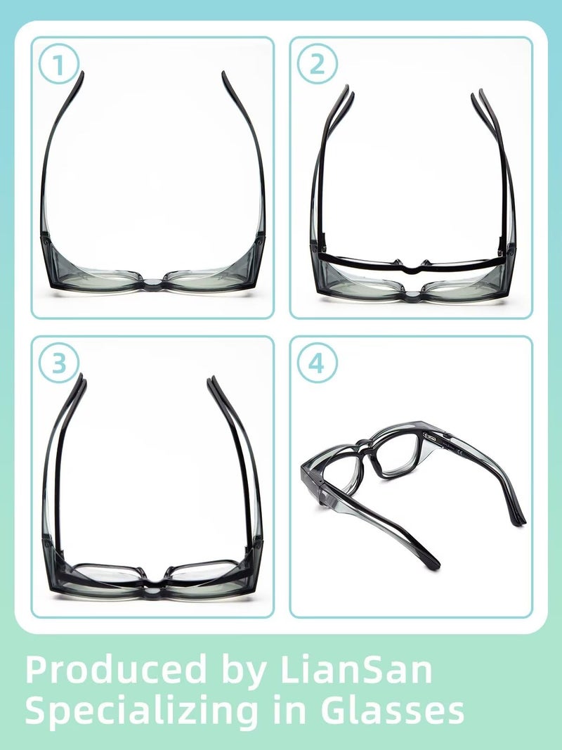 LianSan Safety Glasses Over Eyeglasses for Men&Women - Fit Over Glasses with UV400&Scratch Resistant Lenses ANSI Z87(Grey,Clear Lens) - Image 5