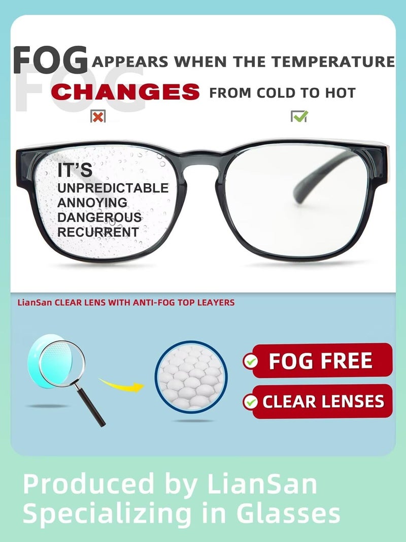 LianSan Safety Glasses Over Eyeglasses for Men&Women - Fit Over Glasses with UV400&Scratch Resistant Lenses ANSI Z87(Grey,Clear Lens) - Image 3
