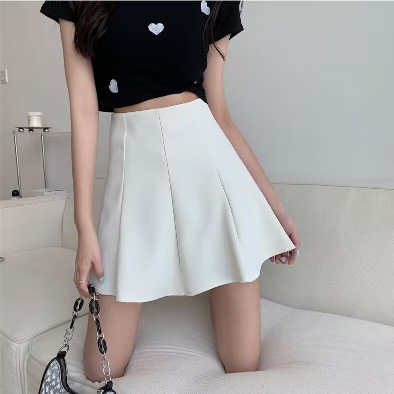 ins umbrella skirt Lotus high waist slimming skirt student small 23-Side womens high waist A- line new 20-piece autumn Black - Image 5
