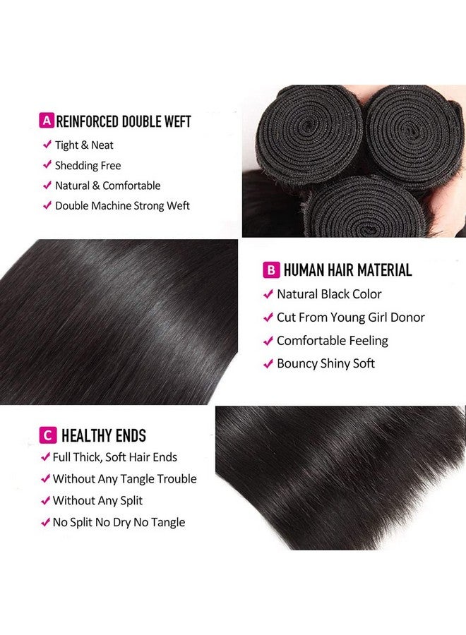 WOWQUEEN 10A Straight Hair Bundles Brazilian 18 20 22 Inch 100% Unprocessed Virgin Hair Straight Weave Bundles Human Hair 3 Bundles Deals - Image 3