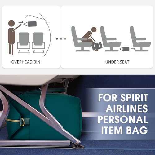 WANDF حقيبة WANDF الشخصية لشركة Spirit Airlines 18x14x8 حقيبة سفر دوفل مع حقيبة بحجم ربع معتمدة من TSA وحقائب أحذية حقيبة سفر لليلة واحدة للنساء (أخضر مزرق)  - Image 3